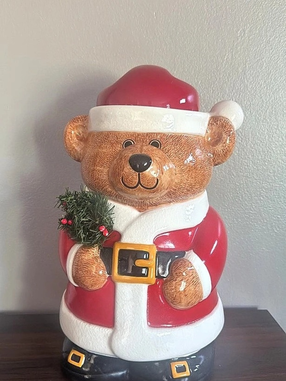 Vintage 1987 Treasure Craft "Santa McBear" Ceramic Cookie Jar